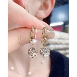 1Pair Square Faux Zircon Fashionable Drop Earrings