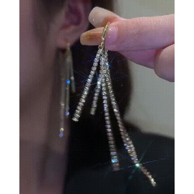 Rhinestone Tassel Design Hoop Earrings