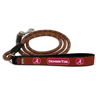 Alabama Crimson Tide Pet Leash Leather Frozen Rope Baseball Size Medium