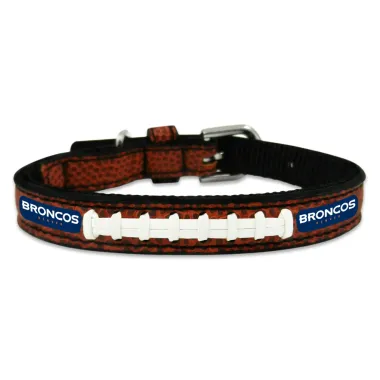 Denver Broncos Pet Collar Leather Classic Football Size Toy