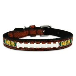 Green Bay Packers Pet Collar Classic Football Leather Size Toy