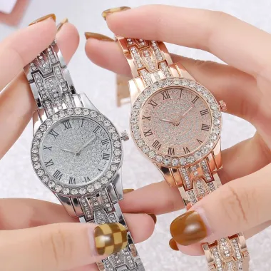 Shiny Solid Color Jewelry Buckle Quartz Women\s Watches