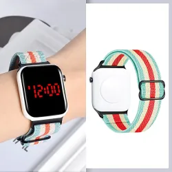 Simple Style Color Block One Piece Buckle Electronic Kids Watches