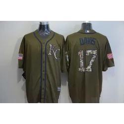 Kansas City Royals #17 Wade Davis Green Salute to Service Stitched Baseball Jersey