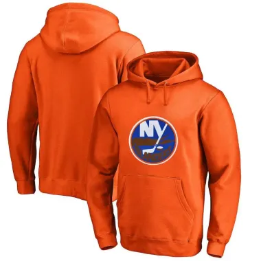 Men's Customized New York Islanders Orange All Stitched Pullover Hoodie