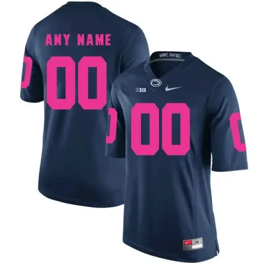 Men's Customized Penn State Nittany Lions Navy 2018 Breast Cancer Awareness College Football Jersey