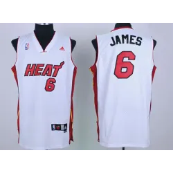 Miami Heat #6 James mesh white Swingman Jerseys