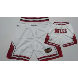 Bulls White 1997 NBA Finais Patch Mesh Shorts