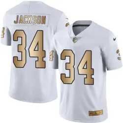 Nike Limited Oakland Raiders #34 Bo Jackson White Gold Color Rush Jersey Dingwo