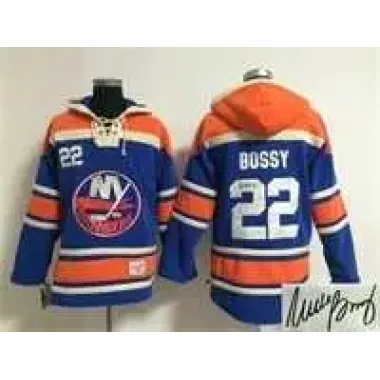 New York Islanders #22 Mike Bossy Blue Stitched Signature Edition Hoodie