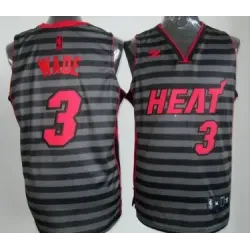 Miami Heat #3 Dwyane Wade Gray With Black Pinstripe Jerseys