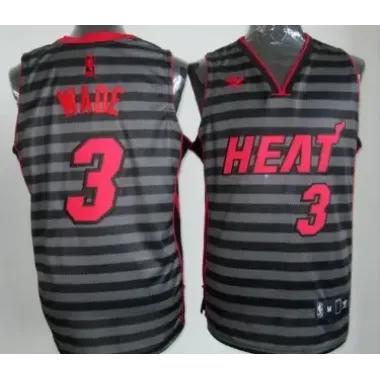 Miami Heat #3 Dwyane Wade Gray With Black Pinstripe Jerseys