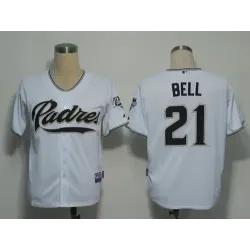 San Diego Padres #21 Bell White Cool Base Jerseys