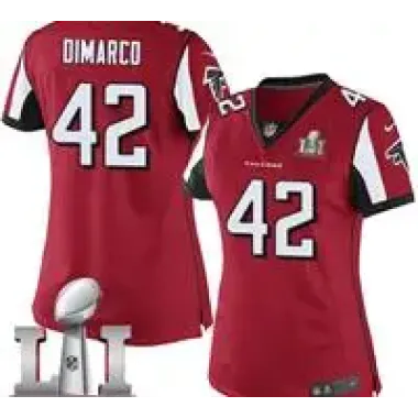 Nike Patrick DiMarco Women's Red Elite Jersey #42 NFL Home Atlanta Falcons Super Bowl LI 51