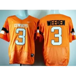 Oklahoma State Cowboys #3 Brandon Weeden Orange Pro Combat College Jerseys