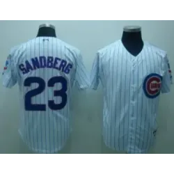 Youth Chicago Cubs #23 Sandberg white blue strip Jerseys