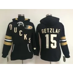 Womens Anaheim Ducks #15 Ryan Getzlaf Black Stitched Hoodie