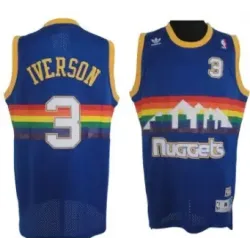 Denver Nuggets #3 Allen Iverson Soul Swingman Stitched Blue Rainbow Throwback Jerseys