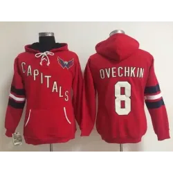 Womens Washington Capitals #8 Alex Ovechkin Red Stitched Hoodie