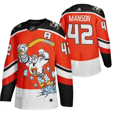 Anaheim Ducks 42 Josh Manson Red Adidas 2020-21 Reverse Retro Alternate Jersey Dzhi