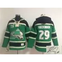 Colorado Avalanche #29 Nathan MacKinnon Green Stitched Signature Edition Hoodie