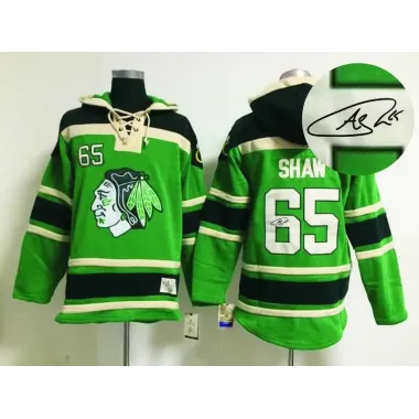 Chicago Blackhawks #65 Shaw Green Stitched Signature Edition Hoodie