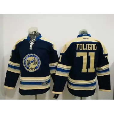 Youth Blue Jackets #71 Nick Foligno Navy Blue Alternate Stitched NHL Jersey