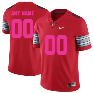 Men's Customized Ohio State Buckeyes Black Spring Red 2018 Breast Cancer Awareness College Football Jersey