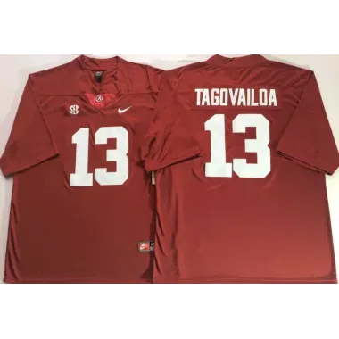 Alabama Crimson Tide 13 Tua Tagovailoa Red Nike College Football Jersey