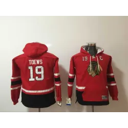 Chicago Blackhawks #19 Jonathan Toews Red Youth All Stitched Hooded Sweatshirt