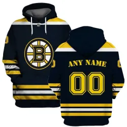 Bruins Black Men\'s Customized All Stitched Hooded Sweatshirt