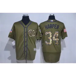 Washington Nationals #34 Bryce Harper Green Salute to Service New Cool Base Stitched Baseball Jersey