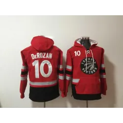 Raptors #10 DeMar DeRozan Red All Stitched Hooded Sweatshirt