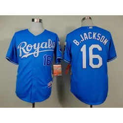 Kansas City Royals #16 B.Jackson Throwback Light Blue Jerseys