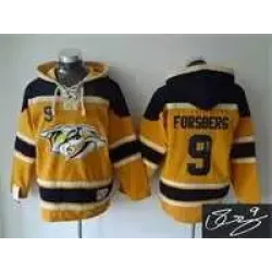 Nashville Predators #9 Filip Forsberg Yellow Stitched Signature Edition Hoodie