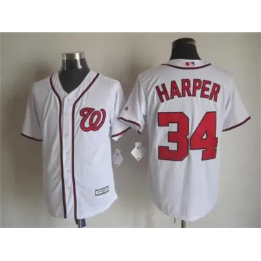 Majestic Washington Nationals #34 Harper White MLB Stitched Jerseys