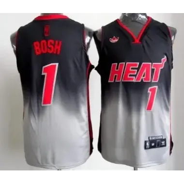 Miami Heat #1 Chris Bosh Black And Gray Fadeaway Fashion Jerseys