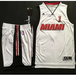 Miami Heat #1 Chris Bosh White Throwback A Set Stitched NBA Jersey