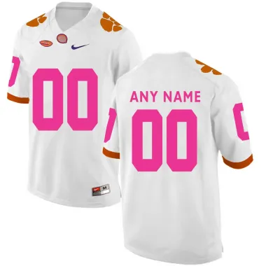 Men's Customized Clemson Tigers White Breast Cancer Awareness College Football Jersey