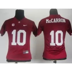 Alabama Crimson Tide #10 A.J. McCarron Red Womens Jerseys