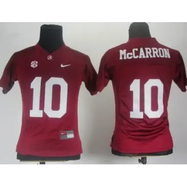 Alabama Crimson Tide #10 A.J. McCarron Red Womens Jerseys