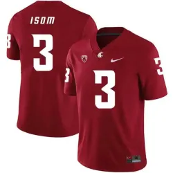 Washington State Cougars 3 Daniel Isom Red College Football Jersey Dzhi