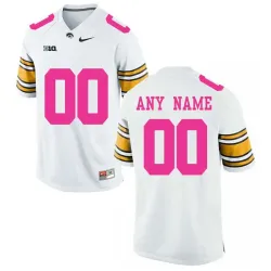 Men\'s Customized Iowa Hawkeyes White 2018 Breast Cancer Awareness College Football Jersey