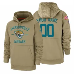 Jacksonville Jaguars Customized Nike Tan Salute To Service Name & Number Sideline Therma Pullover Hoodie