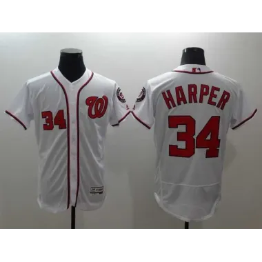 Washington Nationals #34 Bryce Harper White 2016 Flexbase Collection Stitched Jersey