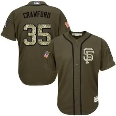 San Francisco Giants #35 Brandon Crawford Green Salute to Service Stitched Baseball Jersey Jiasu