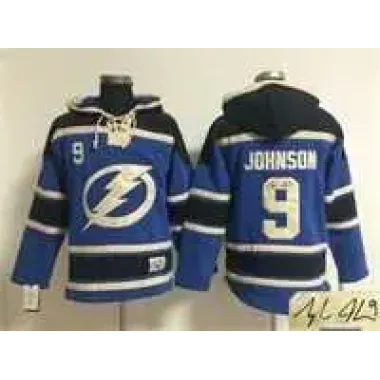 Tampa Bay Lightning #9 Tyler Johnson Blue Stitched Signature Edition Hoodie