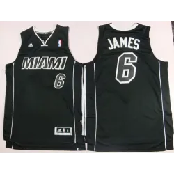 Miami Heat #6 James Revolution 30 Full Black Shadow Authentic Jerseys