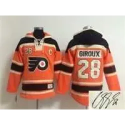 Philadelphia Flyers #28 Claude Giroux Orange Stitched Signature Edition Hoodie