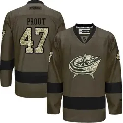 Glued Blue Jackets #47 Dalton Prout Green Salute to Service NHL Jersey